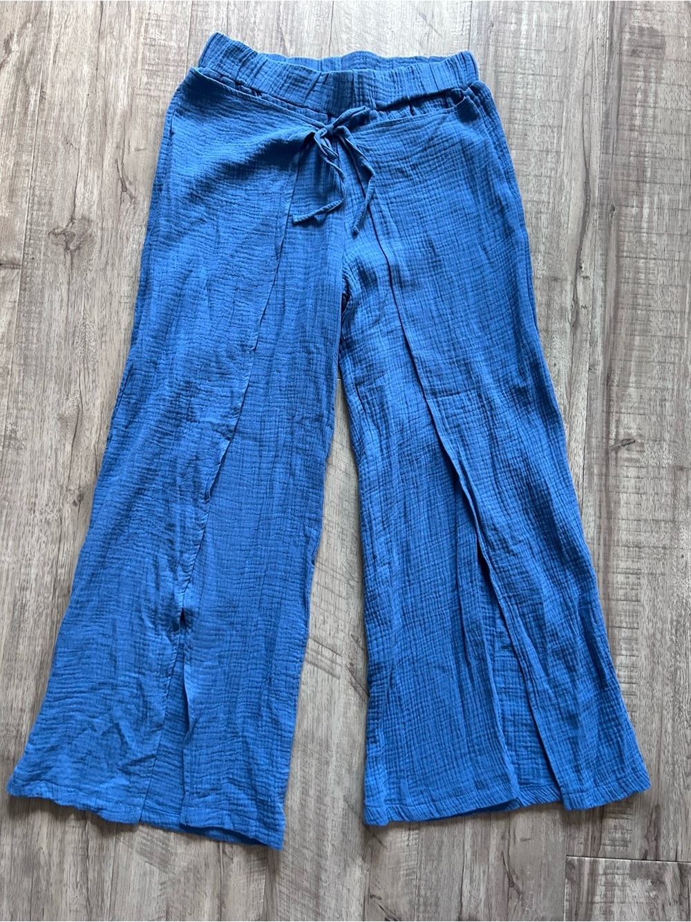 Festival gauzy cotton flare bell bottom slit leg statement pants
